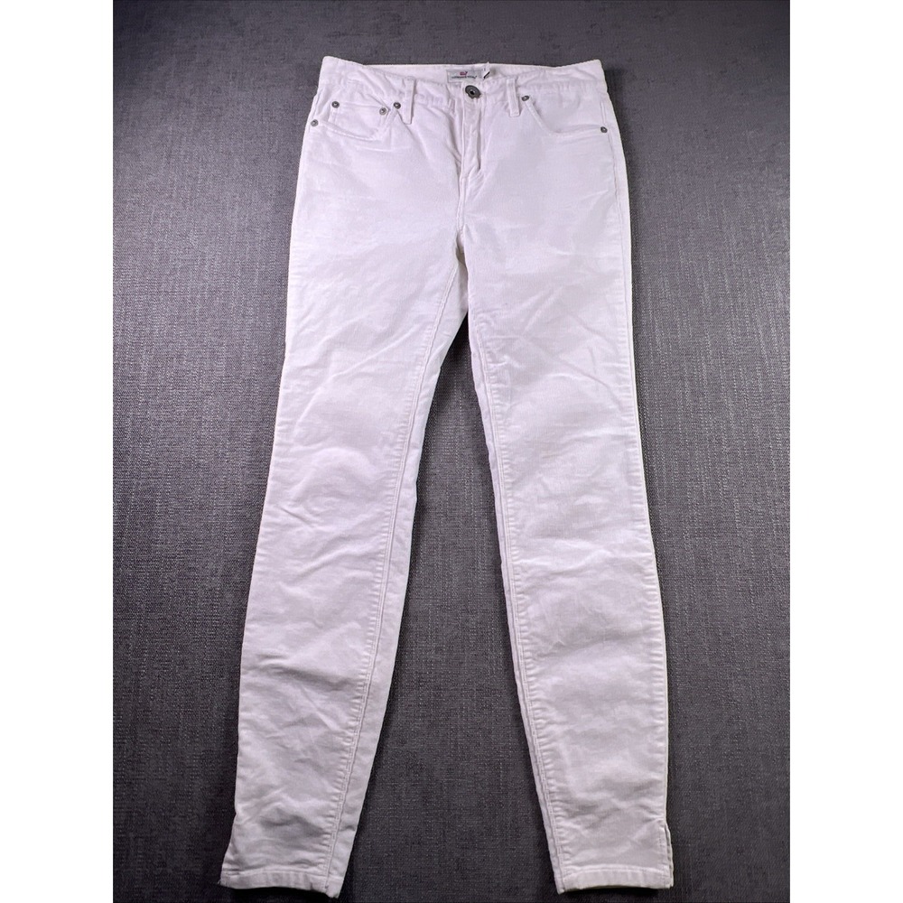 Vineyard Vines Corduroy Pants Women's 2 Skinny‎ Tapered White Preppy Casual